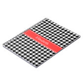 Carnet Noir Blanc Cannelé Corail Rouge Monogramme Nom (Côté gauche)