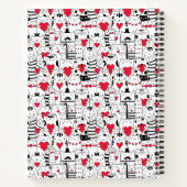 Carnet Noir Blanc Cute Chat Coeur Rouge (Dos)