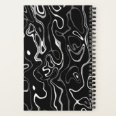 Carnet Noir blanc damas abstrait motif Monogramme (Verso)