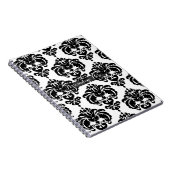 Carnet Noir & Blanc Damask Chic Moderne Motif élégant (Côté Droit)