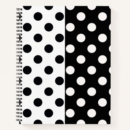 Carnet Noir Blanc demi-couleur fractionné en Pois Inverse (Devant)