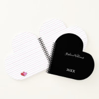 Noir Blanc Élégant Nom personnalisé Année Coeur mi