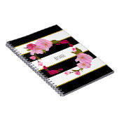 Carnet Noir blanc et or Moderne Floral Chic Glam (Côté Droit)