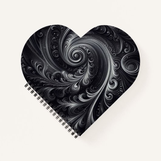Carnet Noir Blanc Gris Abstrait Moderne Simple Swirl (Devant)