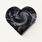 Carnet Noir Blanc Gris Abstrait Moderne Simple Swirl (Dos)