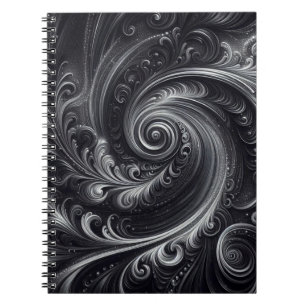 Carnet Noir Blanc Gris Abstrait Moderne Simple Tourbillon