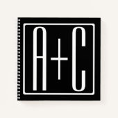 Carnet Noir & Blanc | Initiales de couple (Devant)