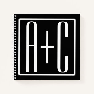 Carnet Noir & Blanc Initiales de couple