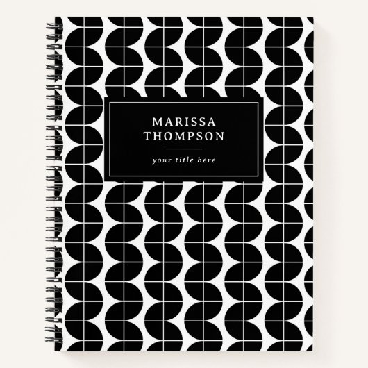 Carnet Noir & Blanc Mid Century Moderne Abstrait Personna (Devant)