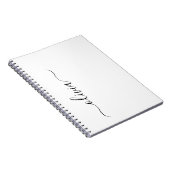 Carnet Noir Blanc moderne Script Girl Monogramme Nom (Côté Droit)