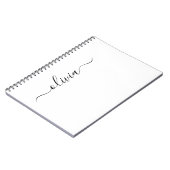 Carnet Noir Blanc moderne Script Girl Monogramme Nom (Côté gauche)