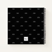 Carnet Noir blanc monogramme initiales motif nom script (Dos)
