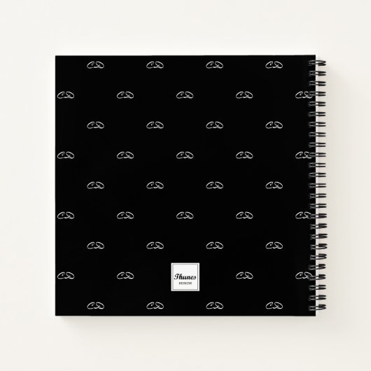 Carnet Noir blanc monogramme initiales motif nom script (Dos)