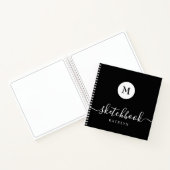 Carnet Noir Blanc Monogramme Nom Simple Modern Sketbook (Intérieur)