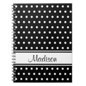 Carnet Noir blanc Polka Dot Stripe Nom du script (Devant)