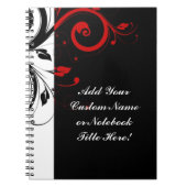 Carnet Noir Blanc Rouge Inverse Swirl Personnalisé (Devant)
