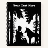 Carnet Noir Blanc Silhouette Rouge Chaperon d'équitation  (Devant)