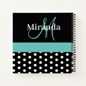 Carnet Noir Blanc Turquoise vert Monogramme Pois de scrip (Dos)