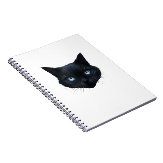 Carnet Noir Chat Visage Bleu Yeux Graphique Tee Chat Homm (Côté Droit)