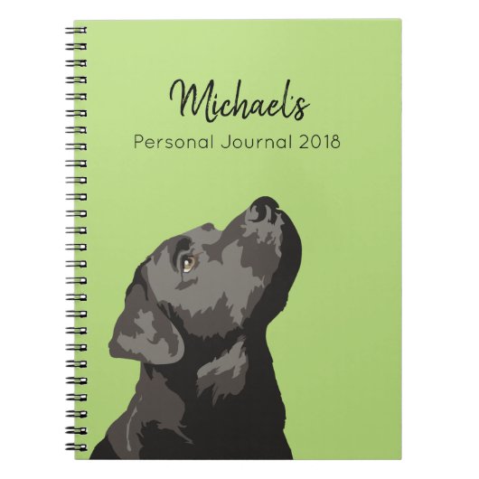 Carnet noir de journal personnalisé par Labrador (Devant)