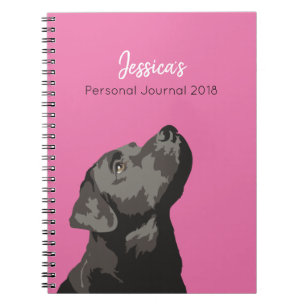 Carnet noir de journal personnalisé par Labrador