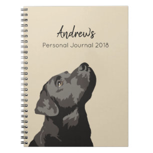 Carnet noir de journal personnalisé par Labrador
