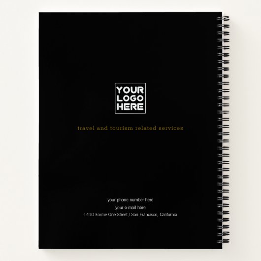 Carnet noir de l'agent de voyage avec avion (Dos)