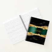 Carnet Noir émeraude vert or agate marbre nom script (Intérieur)