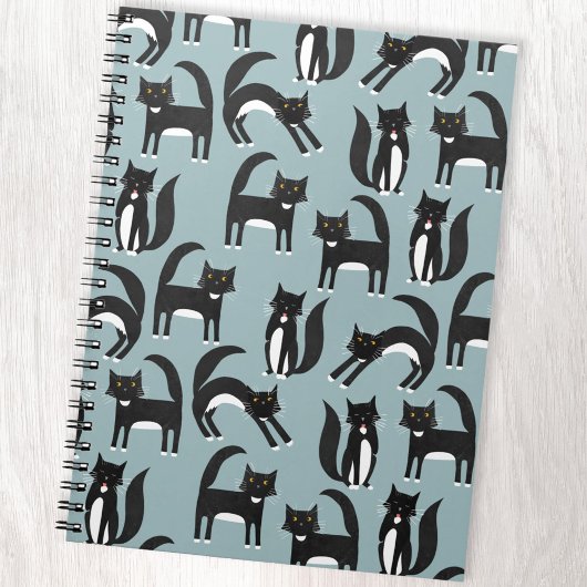 Carnet Noir et blanc Cute Tuxedo Kitty Cats Motif