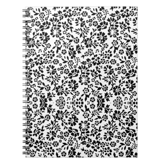 Carnet noir et blanc fleuri. (Devant)