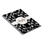Carnet Noir et blanc Floral Botanical Gold Monogramme (Côté Droit)