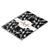 Carnet Noir et blanc Floral Botanical Gold Monogramme (Côté gauche)