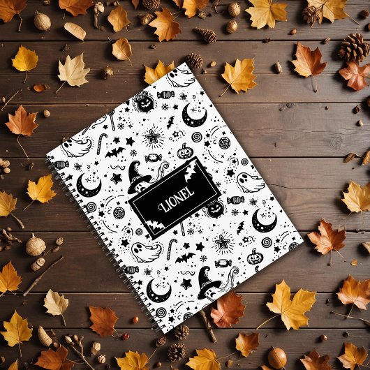 Carnet Noir Et Blanc Halloween Bat Silhouette