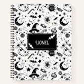 Carnet Noir Et Blanc Halloween Bat Silhouette (Devant)