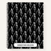 Carnet Noir et blanc Halloween Dancing Skeletons Monogram (Devant)