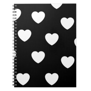 Carnet Noir et blanc mignon Motif de coeur simple