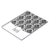Carnet Noir et blanc moderne de damassé personnalisé (Côté gauche)