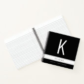 Carnet Noir et blanc Moderne Grand Monogramme Initiale (Intérieur)