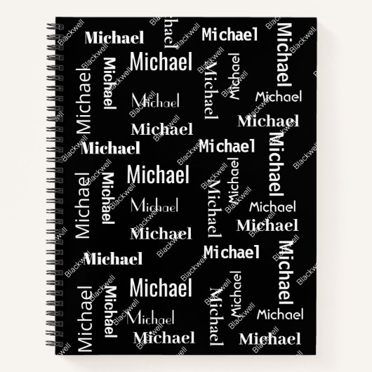 Carnet Noir et blanc Répétition prénom et nom Classe de (Devant)