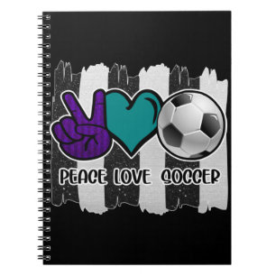 Carnet Noir et blanc Striped Peace Love Soccer