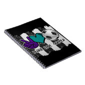 Carnet Noir et blanc Striped Peace Love Soccer (Côté Droit)