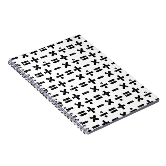 Carnet Noir et blanc Tous les symboles mathématiques Lino (Côté Droit)