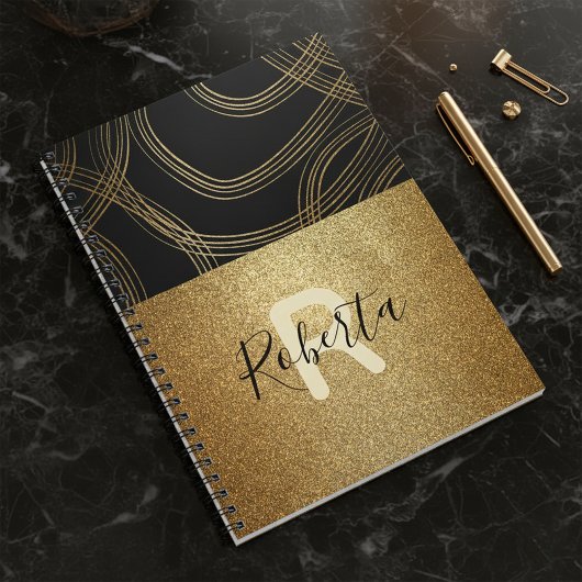 Carnet Noir Et Bronze Parties scintillant Glam tendance C