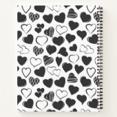 Carnet Noir et Coeur Blanc moderne Nom personnalisable (Dos)