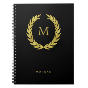 Carnet Noir et guirlande de laurier d'or de Faux avec