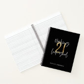 Carnet Noir et or 21e anniversaire script moderne design (Intérieur)