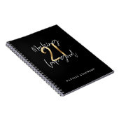 Carnet Noir et or 21e anniversaire script moderne design (Côté Droit)