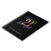Carnet Noir et or 21e anniversaire script moderne design (Côté gauche)
