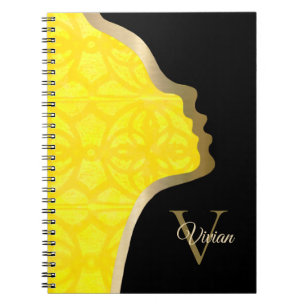 Carnet Noir Et Or Lumineux Jaune