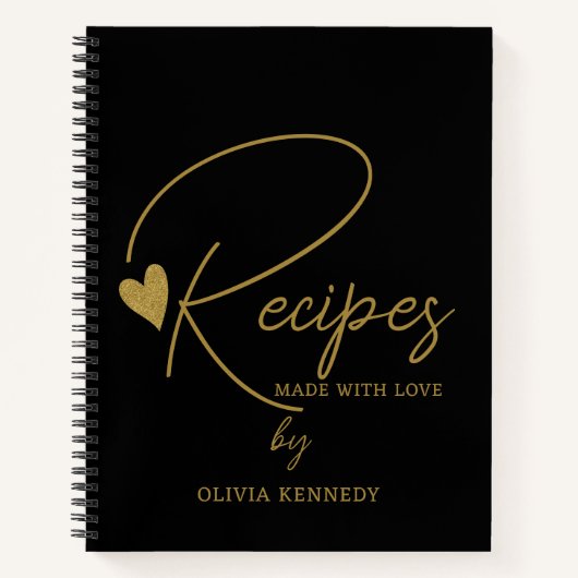 Carnet Noir Et Or Personnalisé Fabriqué Avec Recette D'Am (Devant)